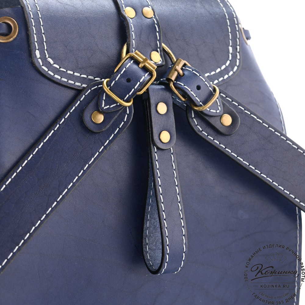 Кожаный рюкзак "Патриот" (синий)